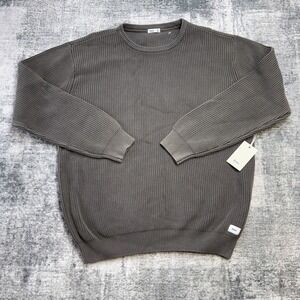 Katin Swell Sweater Mens 2XL Iron Taupe Chunky Ribbed Knit Crewneck Surf NEW
